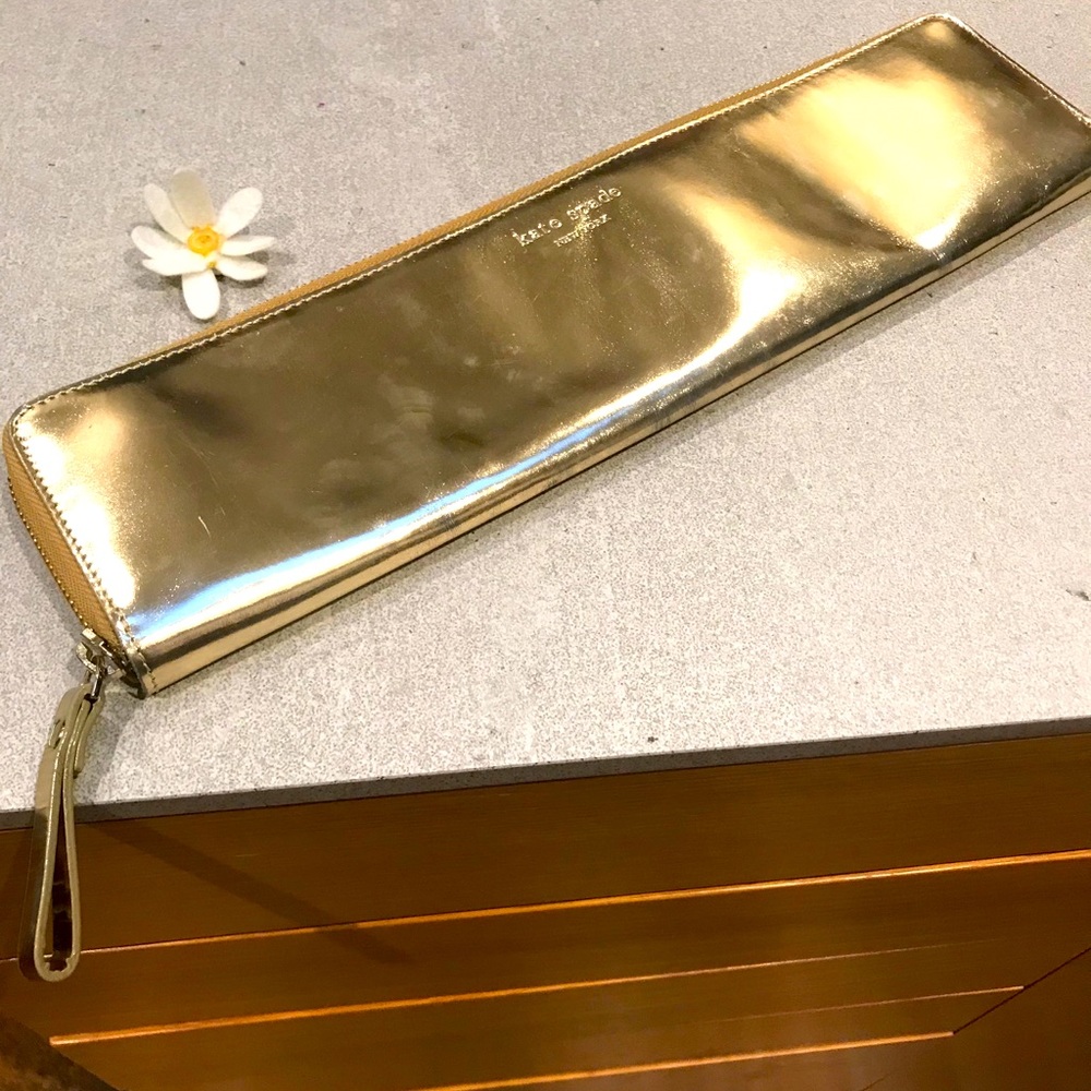 Kate Spade long gold clutch